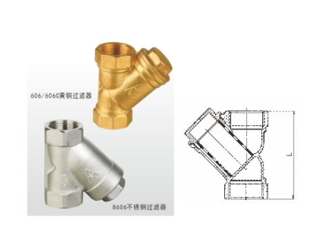 J9集团阀门黄铜过滤器结构图